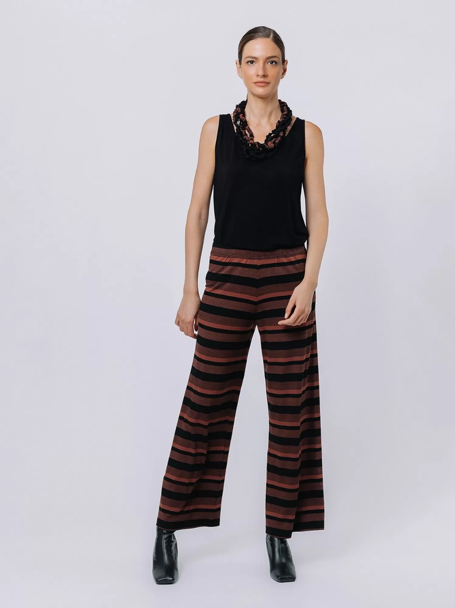 Pantalone Elastico In Jersey Rigato Multicolor | Martino Midali Shop