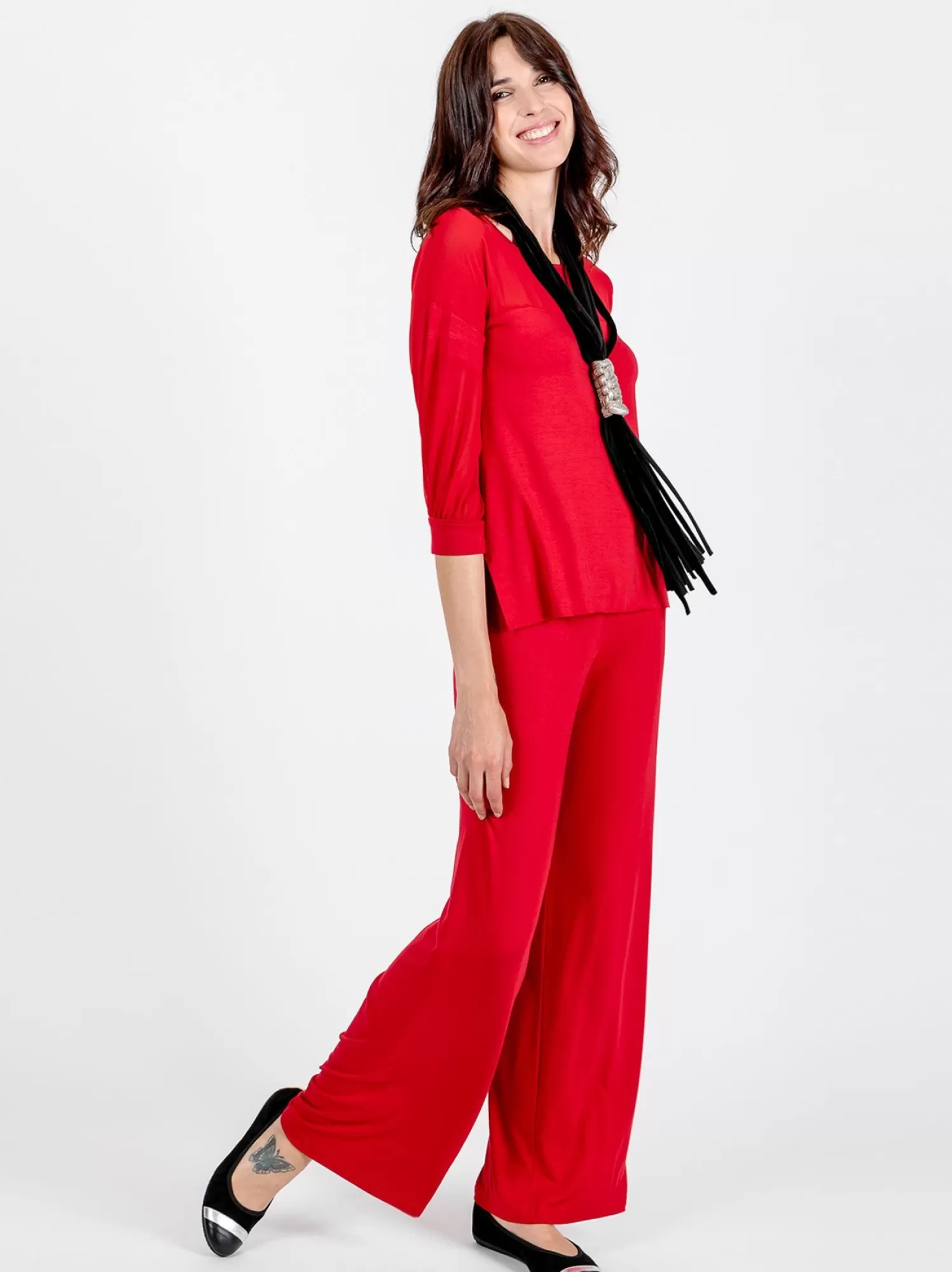 T-Shirt Con Dettagli Chiffon | Martino Midali Clearance